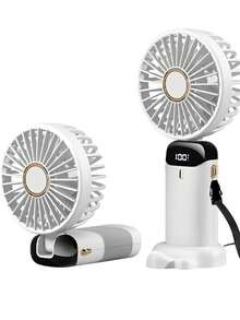 5-SPEED RECHARGEABLE PORTABLE HANDHELD FAN - White - View 1