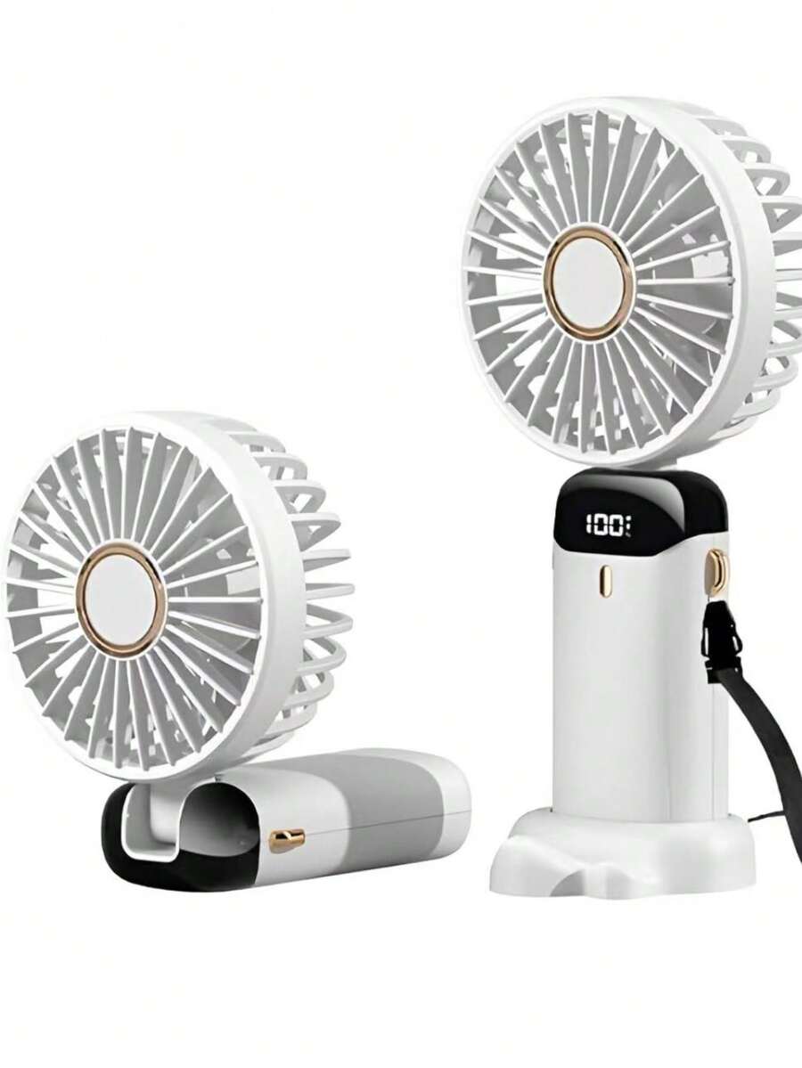 5-SPEED RECHARGEABLE PORTABLE HANDHELD FAN - White - View 1