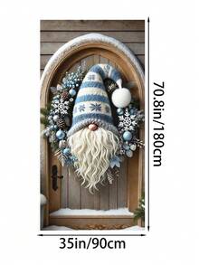 1 pezzo Ghirlanda natalizia con gnomo 2D, un ornamento da appendere con un nano, una ghirlanda natalizia da appendere alla porta, stampata con ghirlande e gnomi, con dettagli di cappelli lavorati a maglia e calze a righe, adatta per decorazioni natalizie, per casa, ufficio e porta, decorazioni natalizie e di Capodanno. (Senza ghirlanda)
