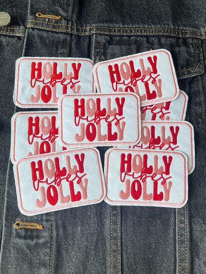 2 Stück Weihnachts-Stickerei Bügel-Aufnäher, fröhliche Holly Aufnäher, süße Bügel-Weihnachts-Dekorationsapplikation für Kleidung, Trucker-Mützen, Jeans, Jacken, Taschen, Röcke DIY Basteleien und Kleidungszubehör, Weihnachts-Feiertags-Dekoration
