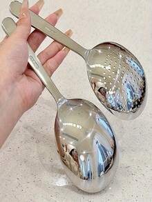 ملعقتان كبيرتان للاستخدام التجاري والمنزلي في المطبخ - ملعقة تقديم كبيرة بمقبض قصير مقاوم للحرارة، مع ثقوب تصريف، سهلة التنظيف - مناسبة للمطاعم والتموين والاستخدام المنزلي - أداة من الفولاذ المقاوم للصدأ عيار 201 متينة، لوازم المطاعم، مقبض إرجونومي، بناء قوي، طاه محترف، ملعقة من الفولاذ المقاوم للصدأ، معدات التموين، لوازم ومعدات المطاعم