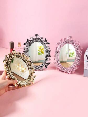 Espejo vintage, espejo de maquillaje estilo europeo, espejo de sobremesa electrolítico de una sola cara, espejo de belleza de alta calidad, barato, relleno de calcetines, maquillaje, herramientas de maquillaje, cosas baratas, regalos, regalos para mujeres, regalos de Navidad