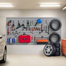 Slat Wall Paneling, 8 X 4 Ft, PVC Garage Slatwall With Accessories, Grey Slat Wall Easy-To-Install Adjustable Slatwall Panel With Coupling Structure & DIY Cutting, Fits For Storage & Display - Grey - View 9