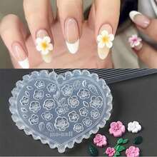 1PC Spring Flower Silicone Nail Mold, Tulip, Orchid And Leaf Pattern, Flower, Star, Mushroom Heart-Shaped Silicone Nail Mold - Suitable For UV Gel Resin Decoration, DIY Salon Quality Nail Products, DIY Nail Decoration Hand Tools, Carving Mold, Gel Printing Template, Nail Carving, 6 Different Styles To Choose From ﻿