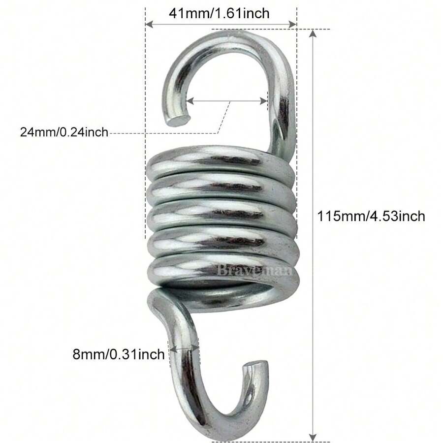 1pc Heavy Duty S-Shaped Spring Hanging Hook - 200KG Load Capacity, Easy To Install, Coiled Design For Secure Fixing, Suitable For Garden Outdoor Hammocks, Swing Chairs, Rocking Chairs, Sandbags, Multi-Purpose Practical Hook - Metal, Reusable Outdoor Leisure Accessory.