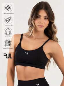 Women's Fitness Strap Top ZERO TRANSPARENCY Basic With Lining, Entry For Training, Gym, Yoga, Bodybuilding - Black - View 3
