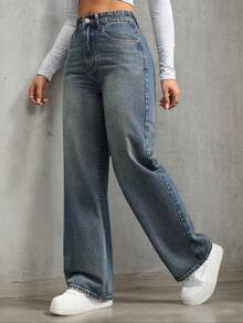 Girls' Loose Multi-Pocket Denim Jeans