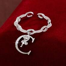 1 chiếc nhẫn điều chỉnh được hình gấu hoạt hình leo chữ, đính đá Cubic Zirconia, dành cho nữ. - Nhiều màu - Xem 58