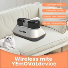 IKUNQUAN Handstaubsauger für Matratzen – Leistungsstarke Tiefenreinigungsmaschine mit UV-Lampe, Staubmilbensensor, Bettstaubsauger 350 W für Polster und Matratzen, USB-Ladegerät