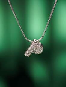 1pc Fashionable Bohemian Style Stainless Steel Necklace With 26 Cubic Zirconia Letter A-Z Pendants, Stainless Steel Snake Chain Jewelry, Suitable For Men And Women Everyday Wear - Silver - View 9