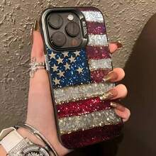 USA National Flag Pattern Phone Case Compatible With  17 Air 16 15 14 13 12 11 Pro Max XR XS X 7 8 Plus Square Cover Bumper Back Case Cover Compatible With  17 Pro Case,  17 Pro Max Case,  17 Case,  16 Pro Case - Black-yYDSG959 - View 10