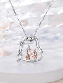 1pc Fashionable 925 Silver Decorated 'always My Sister Forever My Friend' Heart Shaped Pendant Necklace Suitable For Women As Festival Gift & Daily Wear Valentines