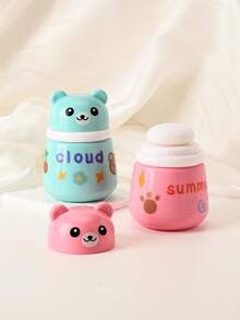 婴儿爽身粉海绵盒容器，婴儿尿布疹粉空盒，DIY卡通粉扑盒，一体式粉扑和容器 - 彩色 - 查看 4