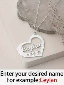 1PC Custom Heart-Shaped Name Necklace, Personalized Heart-Shaped Pendant Necklace, Exquisite Love Pendant, Custom Jewelry, Women's Necklace, Name Necklace, Gold Necklace And Silver Necklace, Hollow Heart Necklace, Personalized Gift, Halloween Jewelry, Birthday Gift/Valentine's Day/Christmas Gift For Wife And Girlfriend - Multicolor - View 10