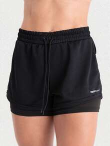 Women's 2-In-1 Dryfit Gym Shorts Kit: 3 Double Shorts For Training, Hiking And Other Sports - 黑色+藍色+灰色 - 查看 10