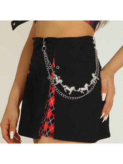 1 pieza Cadena de pantalón de acero inoxidable con baño de plata - Cadena de billetera de metal resistente con mosquetón y anilla en O, accesorio de estilo punk, hip-hop y urbano para el Día de San Valentín, Ramadán, festivales de música, fiestas y uso diario - Regalo perfecto para él/ella, cadena de jeans para hombres y mujeres