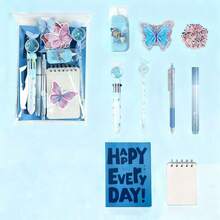 1 Piece Butterfly Stationery Set, Essential For Learning And Activities., Correction Tape *1, Highlighter *1 ,A7 Spiral Notebook *1, A5 Stitched Notebook *1, Butterfly Stickers *5, Butterfly Clip *1, Butterfly 1,0-Color Pen *1 ,Butterfly Ballpoint Pen *1. White Ballpoint Pen *1(CoIor,Random) - Multicolor - View 8