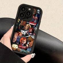 Una funda para teléfono móvil con un diseño único de temática de terror, que ofrece protección completa con TPU de goma suave a prueba de golpes y caídas.Viene en un elegante color negro, adecuado tanto para hombres como para mujeres, compatible con los modelos de  16, 15, 14, 13, 12, 11Xs, XR, X7/8 Mini Plus Pro Max E Series. - Burdeos - Ver 5