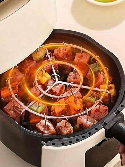 304 Stainless Steel Vertical Skewer Rack, 24 Skewers, Essential For Air Fryer, Perfect For Kitchen And Outdoor Grilling, Ensures Even Heating And Prevents Burning, Suitable For Grilling Meat And Vegetables