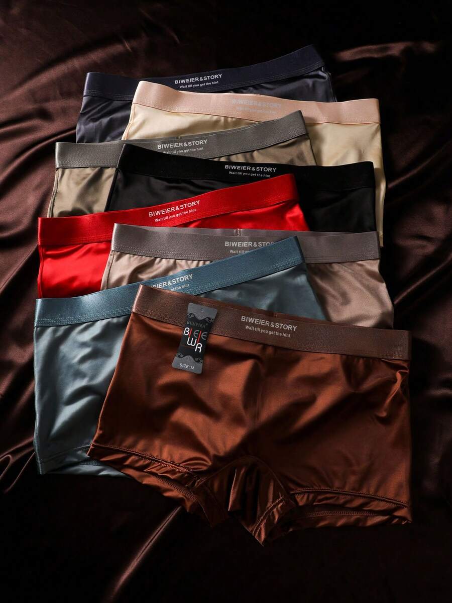 8 Pcs BIWEIER Women's Satin Briefs, High-End And Light Luxury, Soft And Comfortable, Fashionable Underwear, Suitable For Women's Casual Sports - 混合色 - 查看 1