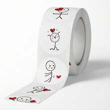 500pcs/Roll Stick Figure Stickers, Cartoon Cute Creative Labels, Round Stickers For Scrapbooking, Mother's Day Stickers, Gift Wrapping Heart Stickers - Multicolor - View 17