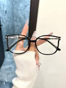 Women's Fashion Luxury Sparkling Rhinestone Shiny Cat Eye Square Frame Glasses - Clear - View 9