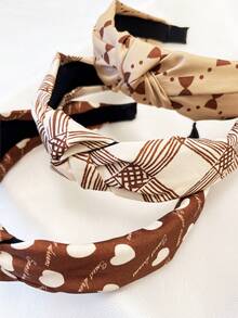 3pcs/Set Women Khaki Minimalist Bow & Heart Solid Fabric Headband, Outdoor Headwear Hair Accessories For Daily Use, Hair Band Hair Hoop