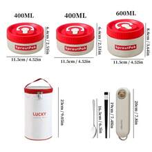 WORTHBUY 304 不锈钢保温饭盒，带手柄的便携式便当盒，可微波和热水加热，密封防漏水果沙拉食品储存容器，保温午餐盒适合学生和成人在学校、办公室、户外露营、野餐、旅行、返校时使用 - 彩色 - 查看 13