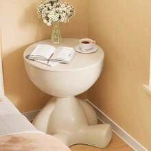 Modern Bear-Shaped Plastic Nightstand, Multifunctional, Easy Assembly, Sleek Design, Bedroom & Living Room Storage, Playful Bear Shape - 白色 - 查看 2