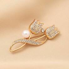 1pc Tulip Casual Street-Style Zinc Alloy Brooch, Suitable For Floral Collar Pin, T-Shirt, Chiffon Blouse, Jacket, Suit, All Seasons Christmas Gift