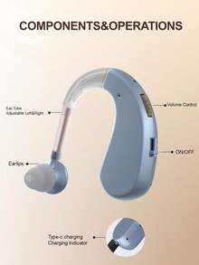 1 声音助听器耳机 - 可充电锂电池，非常适合讲座教学、会议和旅行 | 现代耳机设计 | 佩戴舒适 | 音量控制，