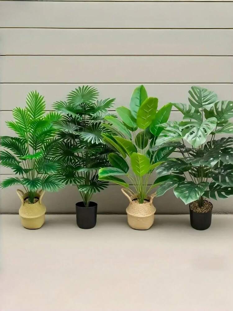 一套四件，包含48株大叶仿真植物。适合户外使用——宽叶热带雨林装饰树，全年室内外盆栽，适用于婚礼、酒店、花园、庭院等北欧风格场合。 - 彩色 - 查看 7