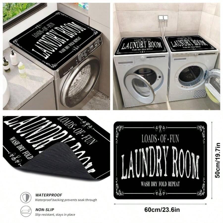 - Cubierta superior para lavadora y secadora, 23.6x 19. pulgadas, funda antideslizante para lavadora y secadora para la parte superior, color negro - Negro - - Ver 1