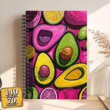 Avocado Themed A5 Spiral Notebook - Cute Avocado Cover, Paired With Lime And Kiwi Patterns, Pink-Green Inner Pages Suitable For Diary, School, Office, Gifts - Adult Portable Compact Diary, Art Stationery, Notebook, Notebook And Diary, Diary, Diary Planner, Reading Log, Writing Notebook, School Notebook, Christmas Notebook