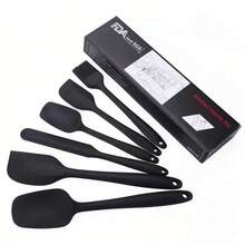 6-Piece Silicone Spatula Set - Kitchen Accessories, High-Temperature Resistant Silicone Spatula (Built-In Stainless Steel Core), Kitchen Utensils, Kitchen Essentials For Non-Stick Cooking, Baking And Mixing (Red/Black), Halloween And Christmas Gifts, Family Dinner Supplies, Christmas Party Supplies - Black - View 11