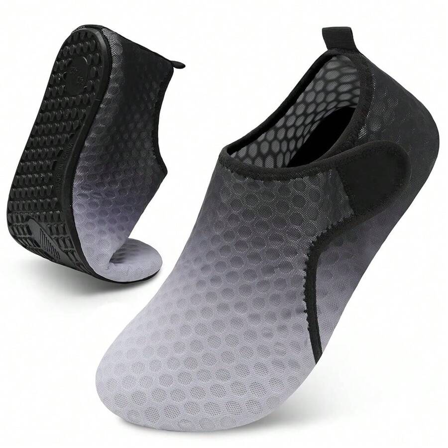 Scurtain Barefoot Water Shoes For Women Men Beach Swim Aqua Socks Summer Quick-Dry Sandals Slippers - 灰黑 - 查看 1