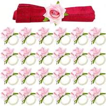 10pcs Rose Napkin Rings For Valentine's Day, Artificial Rose Napkin Rings, Handmade Flower Napkin Rings, Fake Rose Flower Napkin Rings For Wedding Table Decor, Suitable For Valentine's Day Party