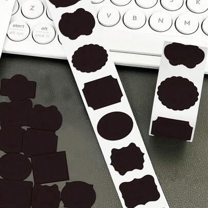 500pcs/Roll Black Handwritten Label Series Sticker Roll, Suitable For Scrapbooks, Diaries, Laptops, Water Bottles, Cars And Other Free Decorations, Birthday Decoration Gifts