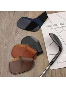 10个/3个/1个装 新款极简主义高尔夫球杆头套，推杆头套，皮革材质，内衬绒毛，保护高尔夫球杆，设计简约经典，黑色、棕色、蓝色可选，适用于高尔夫球场、庭院、公园 - 彩色 - 查看 5