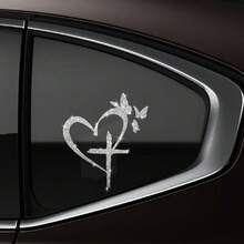 Shiny Heart Cross Butterfly Vinyl Sticker-Perfect For Cars, Trucks, Walls, Laptops, Etc.-Adhesive, Reusable, Sparkling, Birthday Gifts, Family, Friends, Gifts