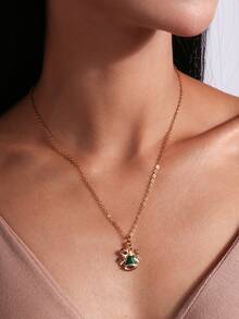 4pcs Minimalist Christmas Tree & Snowman Necklace Set, Everyday Wear Necklace With Pendant, Charm, Bell For Women