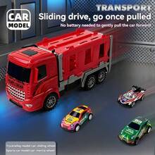 Children's Transport Truck Race Track Toy, Foldable Double-Deck Transport And Storage, One-Click Pop-Up Inertial Slide Track Racing Car, Parent-Child Interactive Multiplayer Game, Suitable Birthday Gift For Boys And Girls 3+ Years Old (Includes 8 Toy Cars, Styles And Colors Random) - Multicolor - View 8