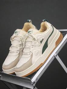 1 Pair WARRIOR Men's Thick Sole Lace-Up Soft Bottom Casual Shoes, Low-Top Outdoor Flat Shoes, Round Toe Low Heel Non-Slip Solid Color Elegant Soft Bottom Hiking Shoes Suitable For Students Graduation Photos, Men Low-Top Leather Sneakers