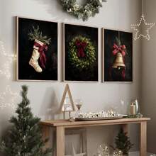 1/3 piezas Cuadros de pared de Navidad oscura Impresiones de corona de Navidad vintage Pinturas en lienzo Póster de vacaciones de estado de ánimo Decoración rústica de invierno para dormitorio, sala de estar o decoración de apartamento Decoración de regalo para ella, sin marco Decoración navideña XMAS Decoración del árbol de Navidad Decoración de regalos de Navidad Decoración de bodas Decoración del hogar Decoración de otoño Decoración de otoño Decoraciones de cumpleaños para regalos Suministros para fiestas Decoración de festivales de vacaciones interiores Decoración de Halloween Decoración de pared Adornos de Halloween - Multicolor - Ver 2