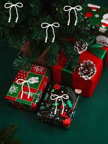 Bộ nơ trắng thanh lịch dùng trang trí cây thông Noel - Với điểm nhấn lấp lánh, hoàn hảo cho vòng hoa, gói quà và trang trí đám cưới, đồ trang trí Giáng sinh - Nhiều màu - Xem 6