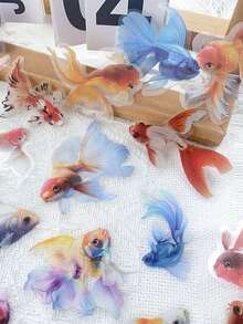 50pcs Goldfish Koi Fish Sticker Waterproof PET Transparent Decals For Kids Waterbottle Laptop Skateboard Guitar Fridge Phone Diary DIY Decorate Sticker - Nhiều màu - Xem 6