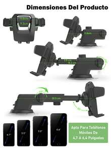 1 pieza Soporte Para Celular Para Carro Universal, Porta Celular Para Carro, Pieza Soporte De Teléfono Móvil Ajustable De 360 Grados Negro , Soporte Para Teléfono Móvil Para Coche, Soporte Para Teléfono Móvil Para Coche, Soporte De Clip Para Ventilación De Aire, Soporte Para Teléfono Móvil Para Automóvil, Soporte Para Teléfono Inteligente Gps,Soporte multiusos con ventosa para el salpicadero del coche - Negro - Ver 12