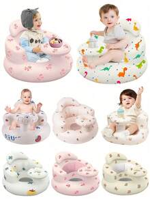 Multifunctional Inflatable Baby Learning Chair And Baby Bath Stool, Baby Inflatable Seat For Babies 3 Months And Up Summer Inflatable Baby Seat For Sitting Up, Blow Up Baby Floor Seat , Baby Shower Chair Floor Seater, Infant Back Support Sofa