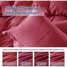 Soft Prewashed California King Duvet Cover Set, 3 Piece, Zipper Closure, 104x98 Inches Duvet Cover And 2 Pillow Shams - No Comforter,  In 2025 - 勃根地紅(無被子) - 查看 7