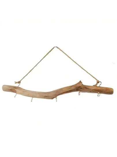 1pc Rustic Driftwood Wall Hook, Wall Mounted Tree Branch Coat Rack, Easy Installation, Farmhouse Style, Suitable For Small Items And Keys, Home Kitchen Storage Accessory, Practical Hook